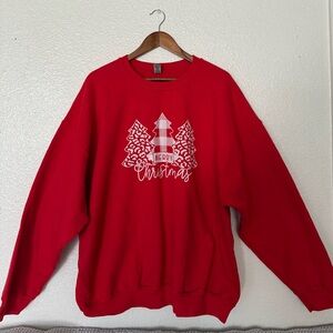 Gildan Red christmas Festive Crewneck Sweater mens size 2XL